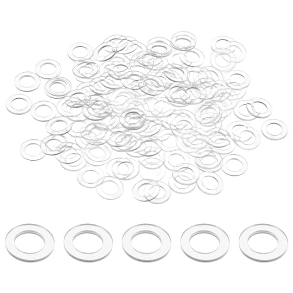 200-Pack M6 Flat Washers, 6mm ID 10mm OD 1mm Thick Clear Plain Plastic Washer Grommets