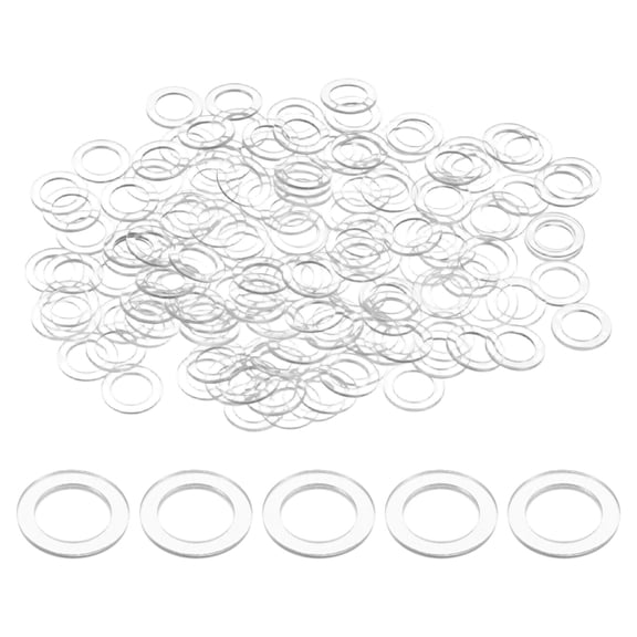 200-Pack M8 Flat Washers, 8mm ID 12mm OD 1mm Thick Clear Plain Plastic Washer Grommets