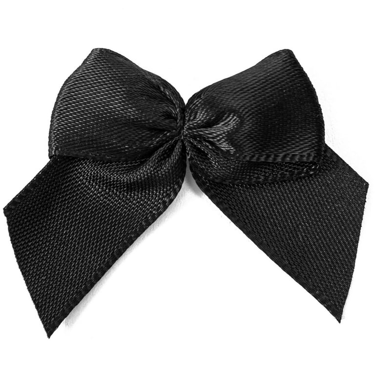 200 Pack Mini Black Satin Bows for Gift Wrapping, Self Adhesive