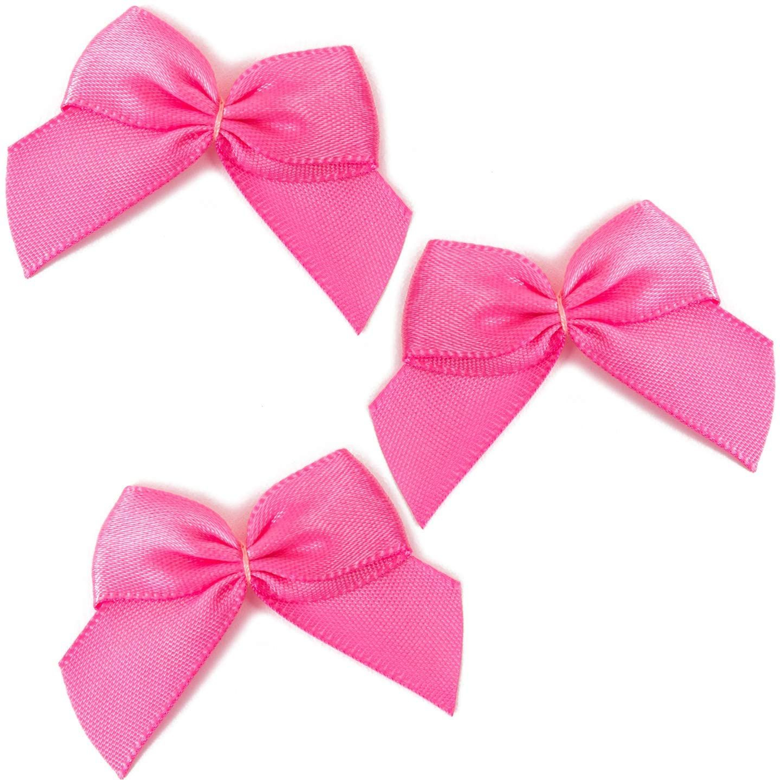 200 Pack Mini Pink Satin Ribbon Bows with Self-Adhesive Tape for Crafts, Gift Present Wrapping, Christmas Wreath, 1.5" - image 1 of 7
