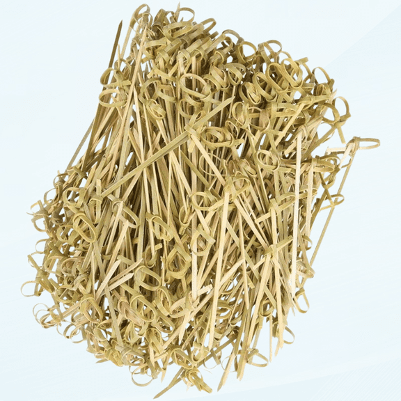 200 Pack Natural Bamboo Knot Skewers, 7.1 Inch Bamboo Twisted End Cocktail Picks, Appetizer Picks for Party Snacks Club Sandwiches Finger Food Barbecue Must (7.1\u201d)