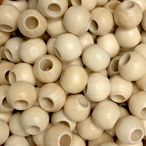200 Pack, 12mm Natural Wood Beads, Large 5mm Hole for Macrame, Beading, STEM Supply, Crafts, Garlands