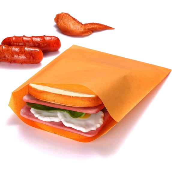 200 Pack Orange Flat Greaseproof Paper Sandwich Bags for Bakery Treats Christmas Chocolate Party Favor 6¾x8 Inch