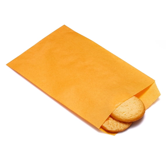 200 Pack Orange Flat Greaseproof Paper Treat Bags for Cookie Bakery Candies Dessert Chocolate Party Favor 5 x 7 Inch
