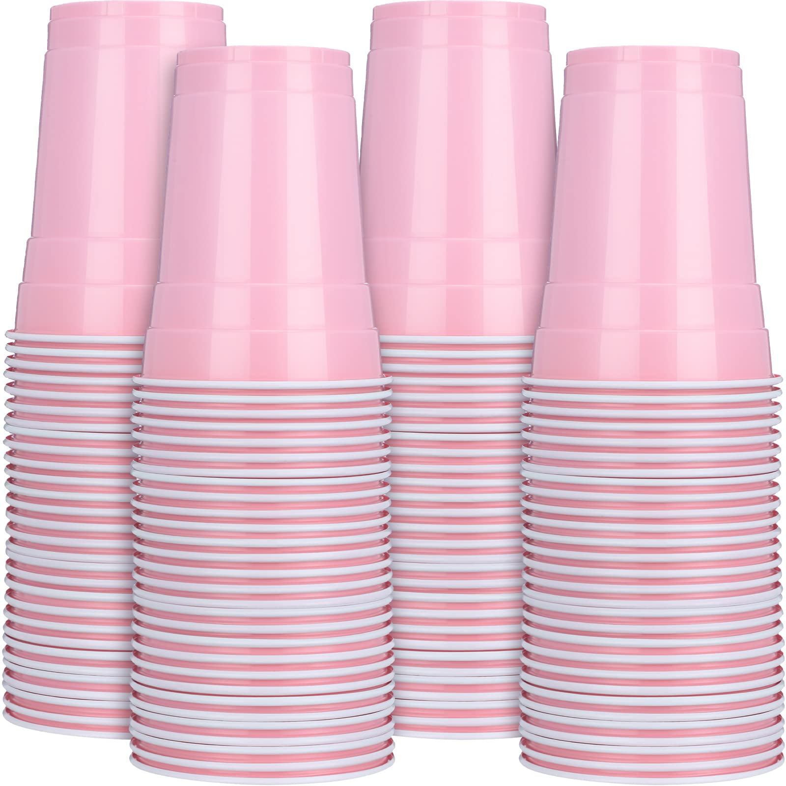 200 Pack Pink Plastic Party Cups 16 oz Disposable Tumblers for