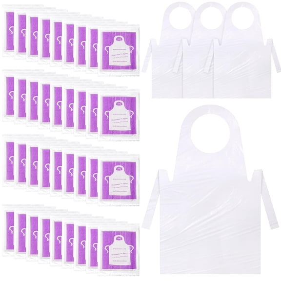 200 Pack Plastic Disposable Aprons 44 x 30 Inch Large Clear Aprons for Cooking Disposable Smocks for Adults Painting Picnic DIY Crafts Birthday Party, Meeting Various Needs