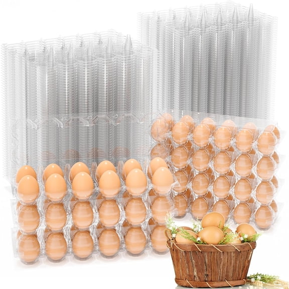 200 Pack Plastic Egg Cartons Cheap Bulk, 12 Count Clear Egg Containers for Fresh Chicken Eggs, 2x6 Grids Refrigerator Egg Trays for Refrigerator Storage, Chicken Farm, Market Display & Commercial Use