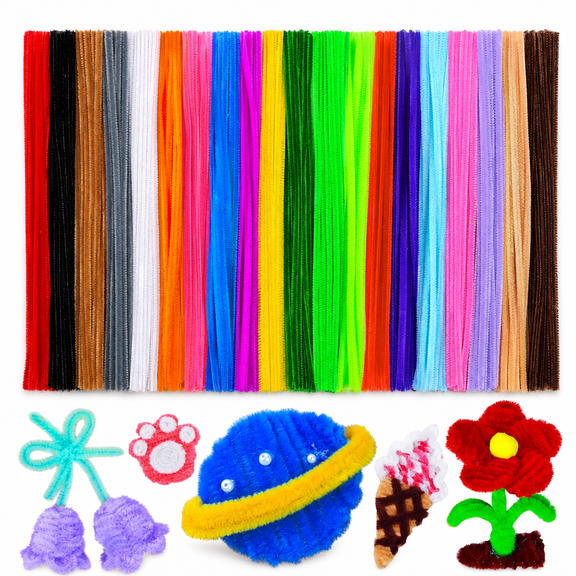 200-Pack Premium Pipe Cleaners Rainbow Hue Assortment for Kids Crafts & Home Maintenance