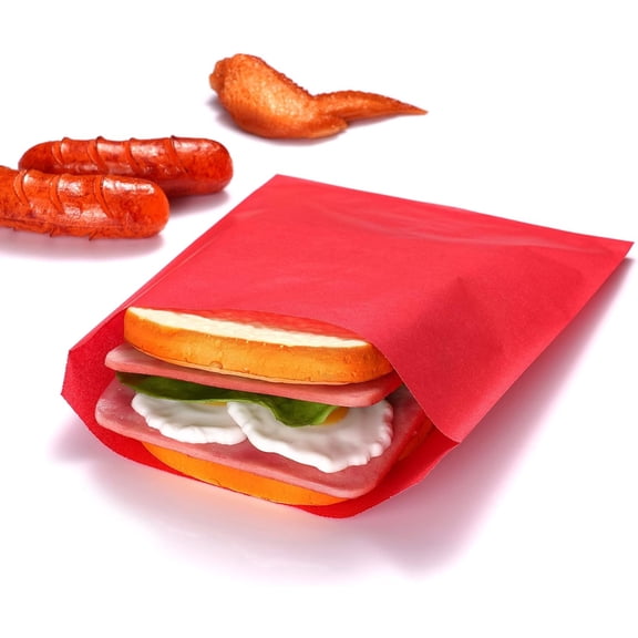 200 Pack Red Flat Greaseproof Paper Sandwich Bags for Bakery Treats Christmas Chocolate Party Favor 6¾x8 Inch