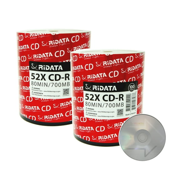 200 Pack Ridata CD-R 52X 700MB 80Min Logo Blank Media Recordable Disc