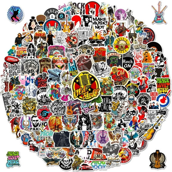 200-Pack Rock Music Stickers - Hip Hop, Rock, Headphones, Music-themed Stickers for Laptops, Notebooks, Travel Bags, and Phones