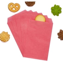 200 Pack Rose Pink Flat Greaseproof Paper Treat Bags for Cookie Bakery Candies Dessert Chocolate Party Favor 5 x 7 Inch