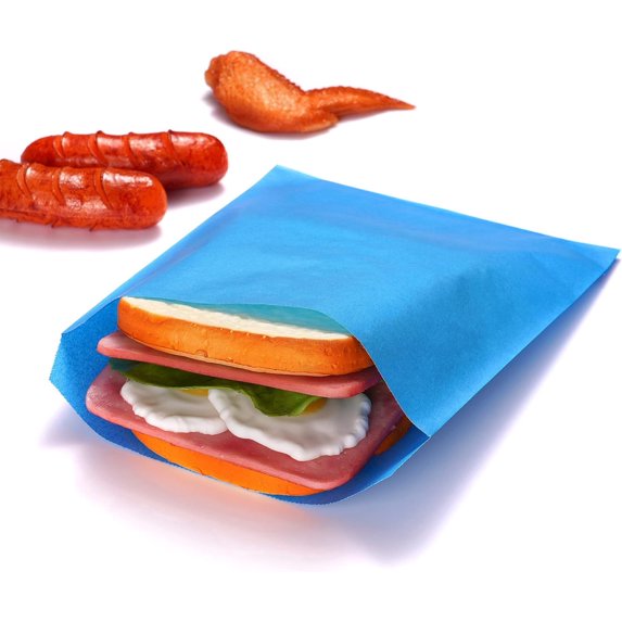 200 Pack Sky Blue Flat Greaseproof Paper Sandwich Bags for Bakery Treats Christmas Chocolate Party Favor 6¾x8 Inch
