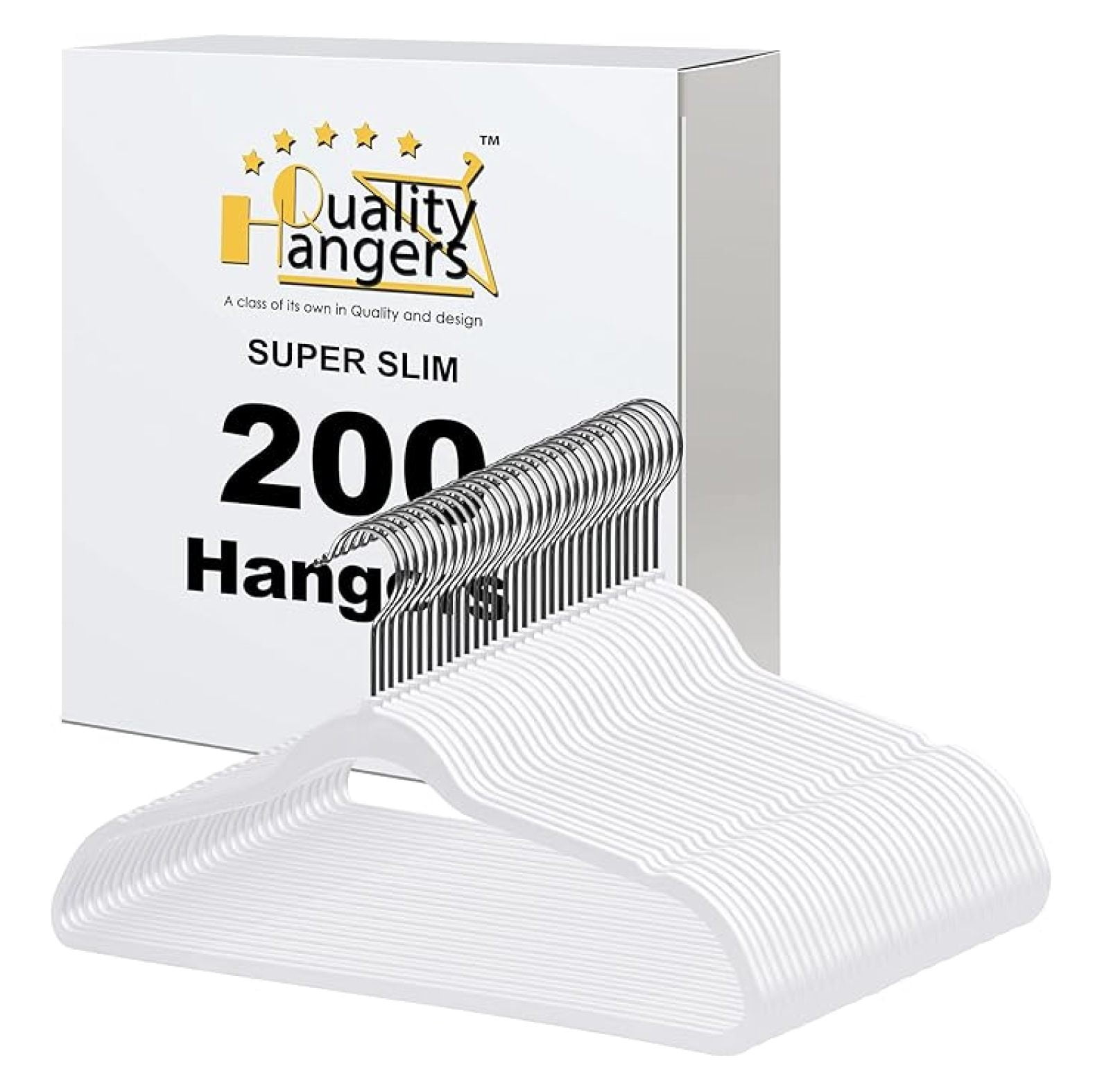 200 Pack Slim Plastic Hangers for Clothes - 16.5" Won't Crease Your Clothes, Heavy Duty Non- White Hangers, 360° Swivel Hook Dresses Coats Shirts