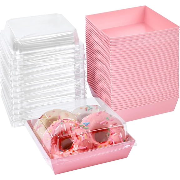 200 Pack Small Charcuterie Boxes with Clear Lids, 5 Inch To Go Paper Disposable Food Containers, Bakery Dessert Boxes for Valentine's Day Family Party Sandwich Sushi Cookie Cake Fruits Slice