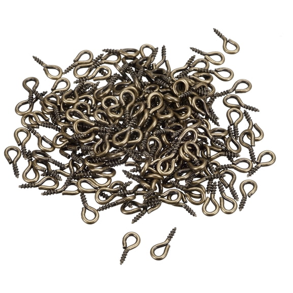 200 Pack Small Screw Eye Hooks Mini Eyelets Screws, 4.5x10x1.2mm, Bronze Tone