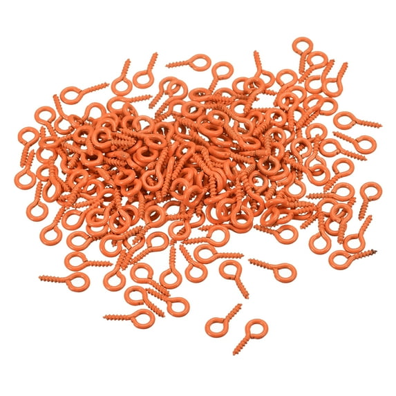200 Pack Small Screw Eye Hooks Mini Eyelets Screws, 4x8x1mm, Orange Red