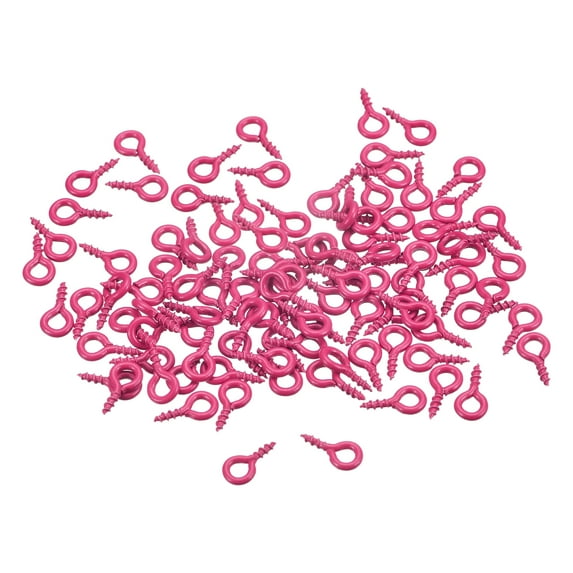 200 Pack Small Screw Eye Hooks Mini Eyelets Screws, 4x8x1mm, Rose Red