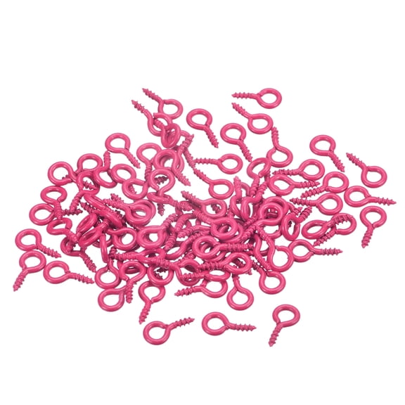 200 Pack Small Screw Eye Hooks Mini Eyelets Screws, 5x10x1.2mm, Rose Red