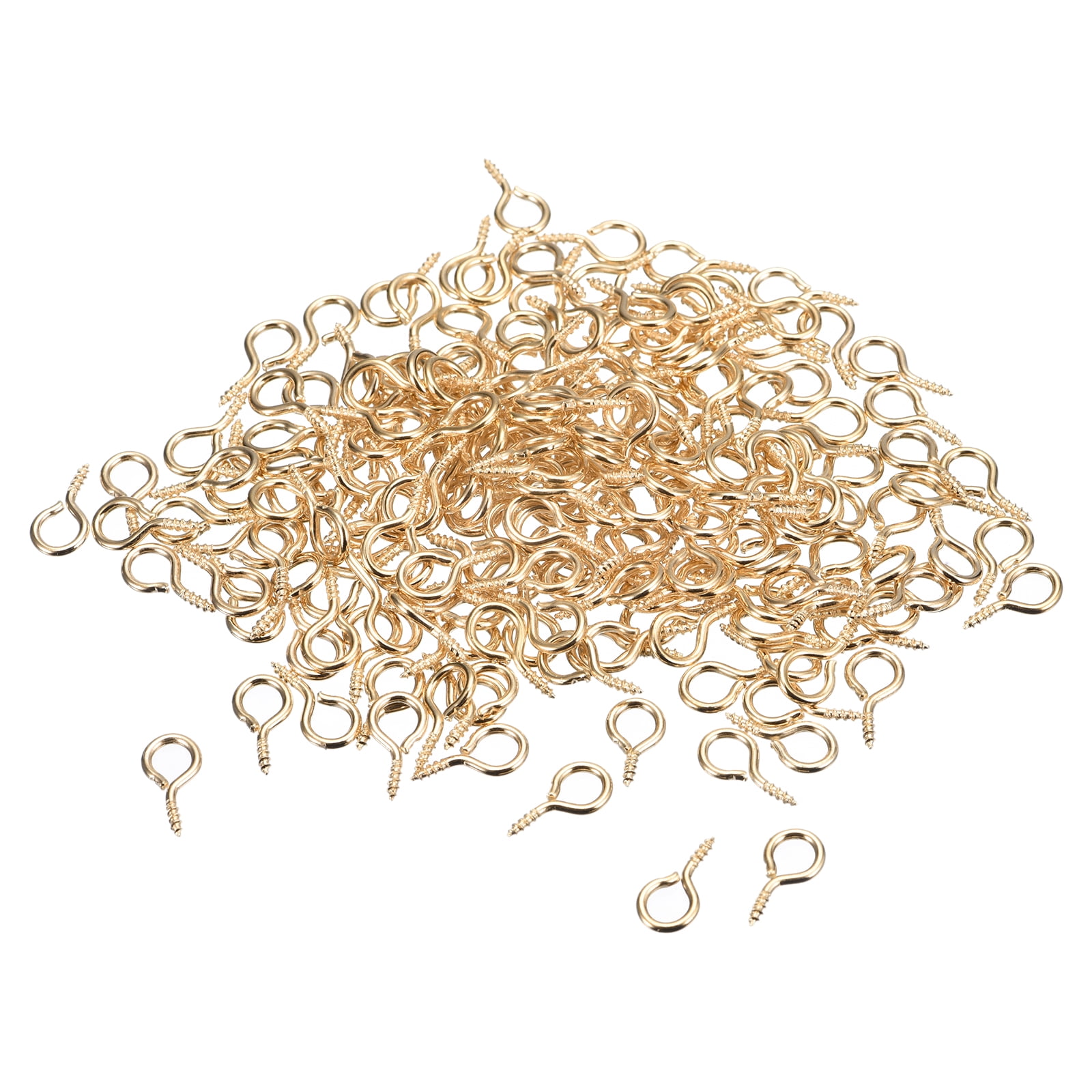 200 Pack Small Screw Eye Hooks – 9/16 Inch Overall Length, Short Shank 1/4 Inch Thread, Zinc Plated Steel, For Crafts, Wood, Cork, Resin Projects