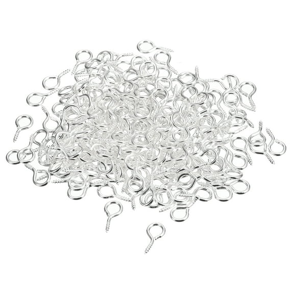 Uxcell 200 Pack Small Screw Eye Hooks Mini Eyelets Screws, 6.5x13x1.2mm, Silver Tone