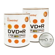 200 Pack Smartbuy 16X DVD+R DVDR 4.7GB Logo Top Non-Printable Data Video Blank Recordable Disc