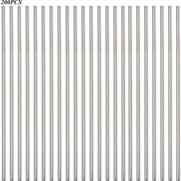 200 Pack Straight Metal Straws,8.5Inch Reusable Drinking Stainless Steel Straws For Wholesale for 20oz Tumblers Yeti Cups Travel Mugs,Dishwasher Safe (200Pack Straight-Silver 8.5")