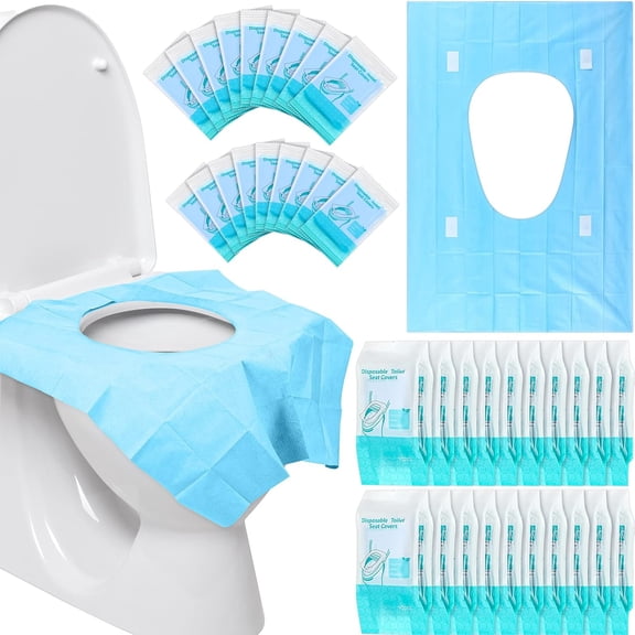 200 Pack Toilet Seat Covers Disposable Extra Large Individually Wrapped Toilet Seat Cover for Adults and Kids Potty Training Waterproof Travel Potty Seats Mats for Kids Adults Public Bathroom