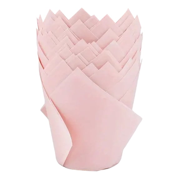 200-Pack Tulip-Shaped Cupcake Liners, Standard Size Heat-Resistant Greaseproof Paper Baking Cups for Bridal Wedding/Birthday Party Banquets/Christmas, Cupcake Wrapper, Multicolor(Pink,3x2x4.7")