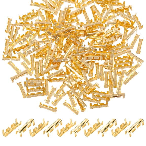 200 Pack U Shape Copper Ring Terminals Brass Crimp Connector Open Barrel Non Insulated Cable Wire Spade Electric Butt Connector