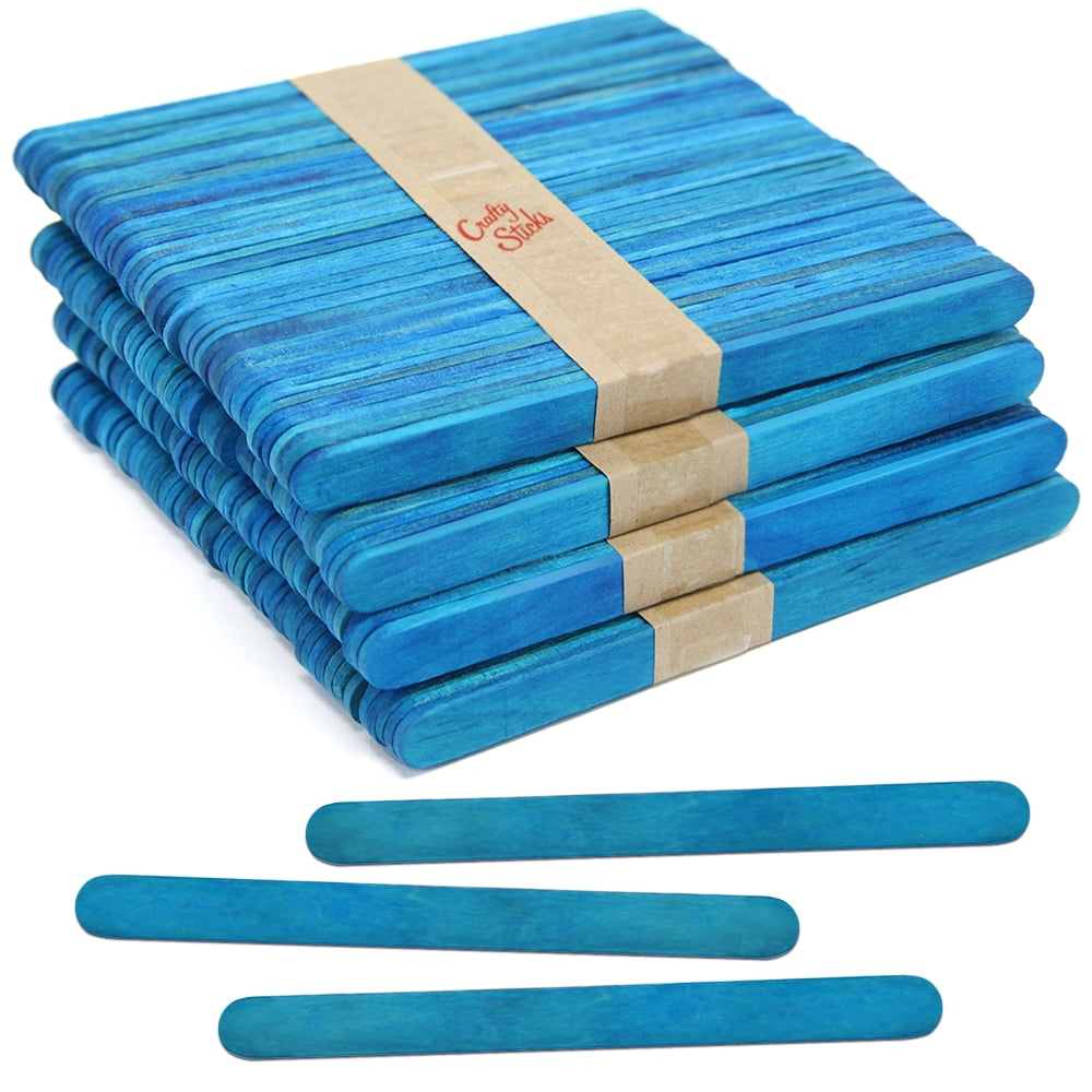 CraftySticks- 200 Pack Blue Popsicle Sticks for Crafts, 4.5 Inch Wooden ...