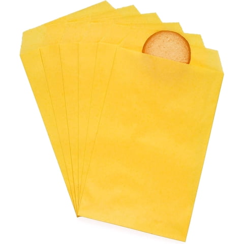 200 Pack Yellow Flat Greaseproof Paper Cookie Bags for Bakery Treats Candies Dessert Chocolate Party Favor 4 x 6 Inch
