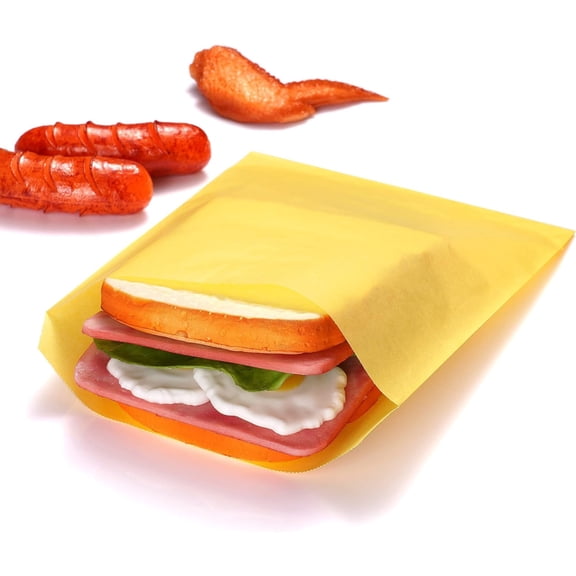 200 Pack Yellow Flat Greaseproof Paper Sandwich Bags for Bakery Treats Christmas Chocolate Party Favor 6¾x8 Inch