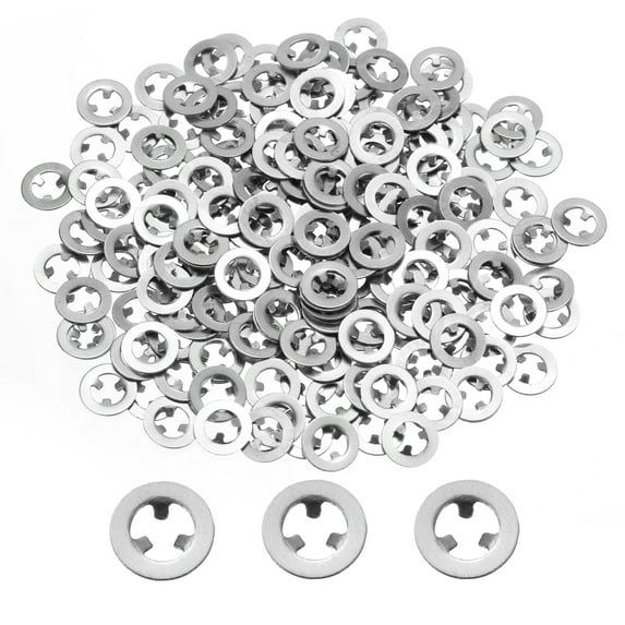 200 Packs Internal Tooth Star Lock Washers M2 Push on Retaining Clips, 304 Stainless Steel Starlock Push Nuts
