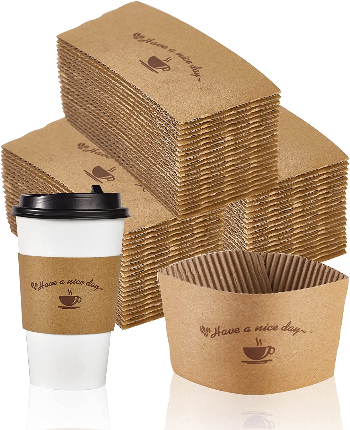 200 Packs Kraft Paper Coffee Cup Sleeves, Coffee Sleeves, Disposable ...