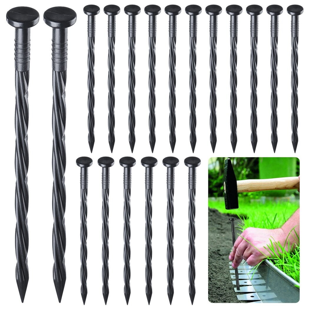 200 Packs Landscape Edging Stakes, 8 Inches Plastic Garden Spikes