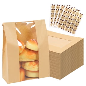 200 Packs Paper Bread Bags for Homemade, Sourdough Bread Bags with Clear Window, Bakery Packaging Storage for Cookies Snack