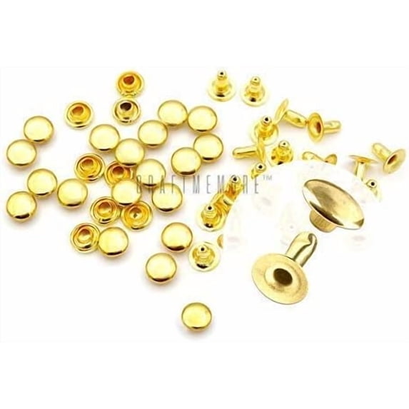 200 Pack Leather Rivets Single Cap Rapid Rivet Metal Stud Fasteners Round Cap for Bag Belt Wallet Leather Craft (Gold, 7MM)