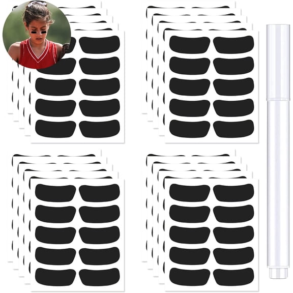 200 Pairs Eye Black Baseball Stickers for Kids, Customizable Sports Face Eyeblack Sticker