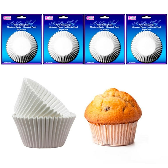 200 Pc Baking Cups Cupcake Liners Paper Molds Muffin Parchment Bake Party White