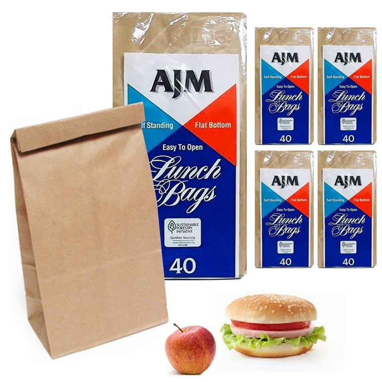 200 Pc Bulk Brown Paper Bags Lunch Snack Kraft Bag Packing Grocery