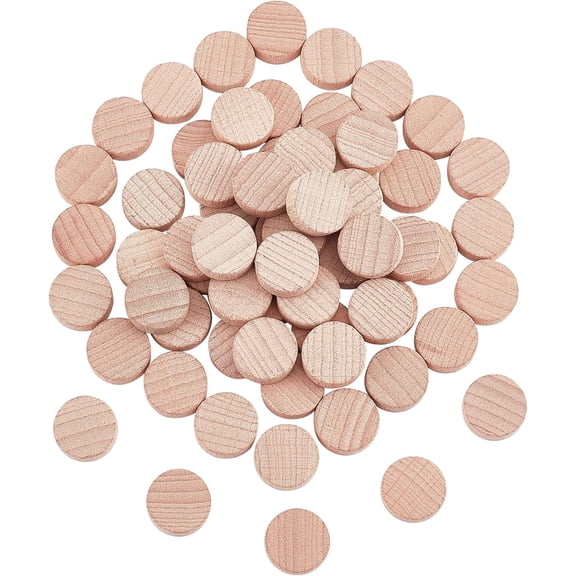 200 Pcs 0.6" Unfinished Round Wooden Discs Wooden Pieces 0.19" Thick Wood Circles for DIY Crafts Painting Wedding Christmas Home Decoration