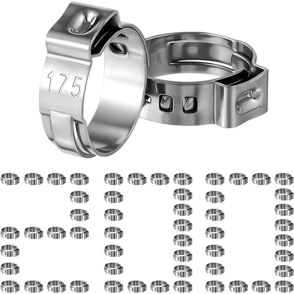 200 Pcs 1/2 Inch PEX Cinch Clamps,Stainless Steel Crimp Rings Single Ear Hose Clamps for Tubing Pipe Fitting Connections