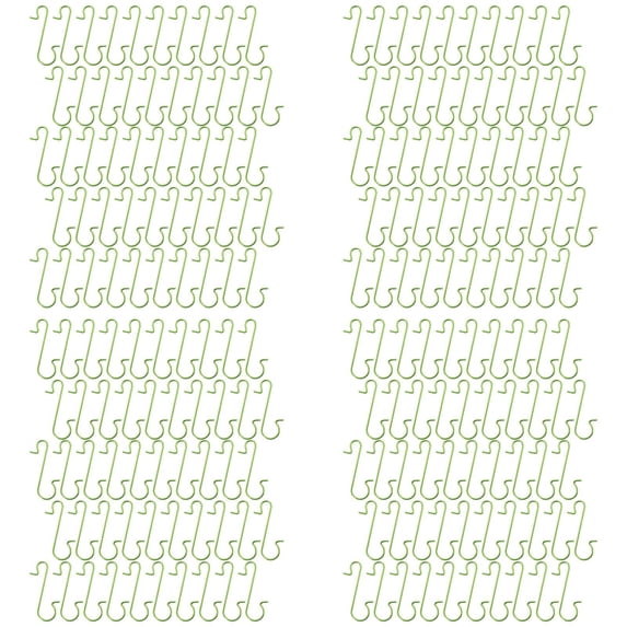 200 Pcs 1.6in Christmas Ornament Hooks Christmas Tree Decoration Hangers Small Xmas Ball Hooks Mini Metal Wire Hanging Hooks S Shaped Hangers for Hanging Ornaments Charms Green