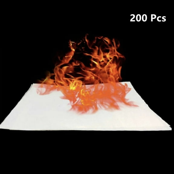 200 Pcs 10*10cm Fire Paper Flash Flame Paper Fire Paper Magic Props Effect