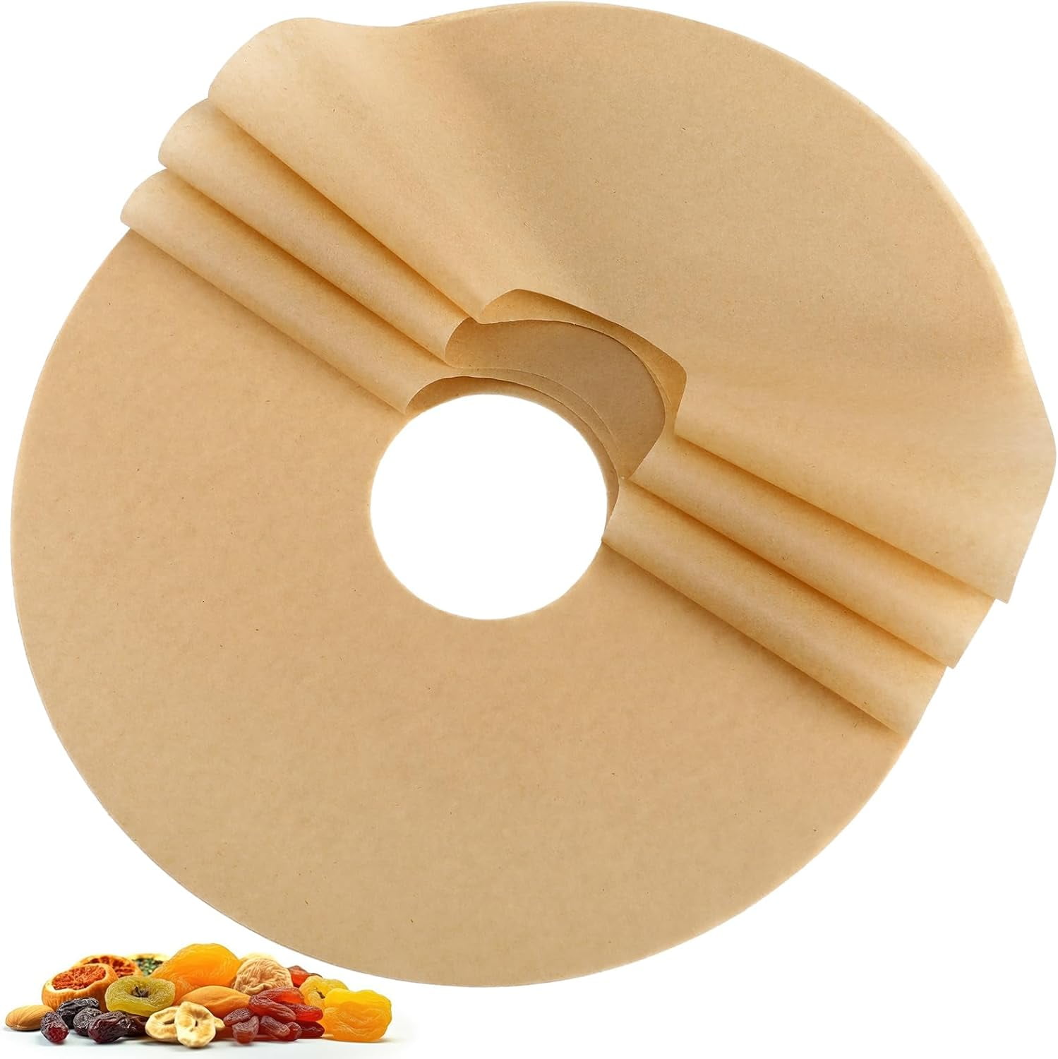 200 Pcs 12 Inch Round Parchment Paper with Hole Natural Unbleached ...