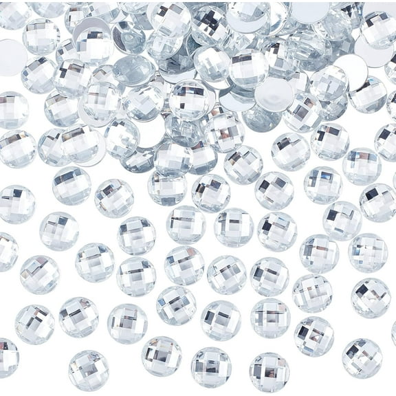200 Pcs 14mm Flat Back Round Acrylic Rhinestone Gems with Container Clear Circle Crystals Bling Jewels Acrylic Jewels Embelishments for Costume Making Cosplay Jewels Crafts Clear