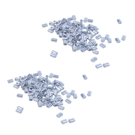 200 Pcs 1mm Steel Wire Rope Aluminum Ferrules Sleeves Silver Tone
