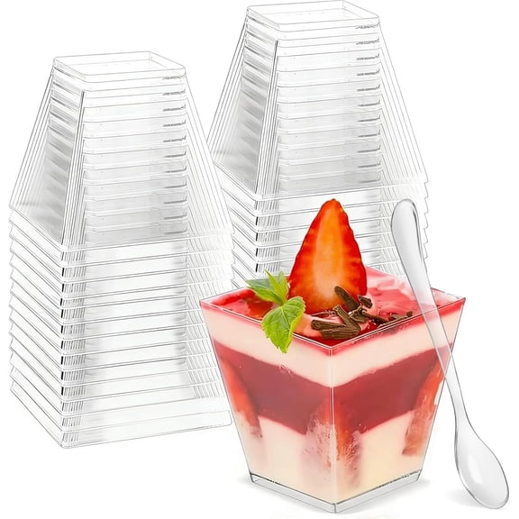 200 Pcs 2 oz Dessert Shooter Cups with Spoons, Serves 100