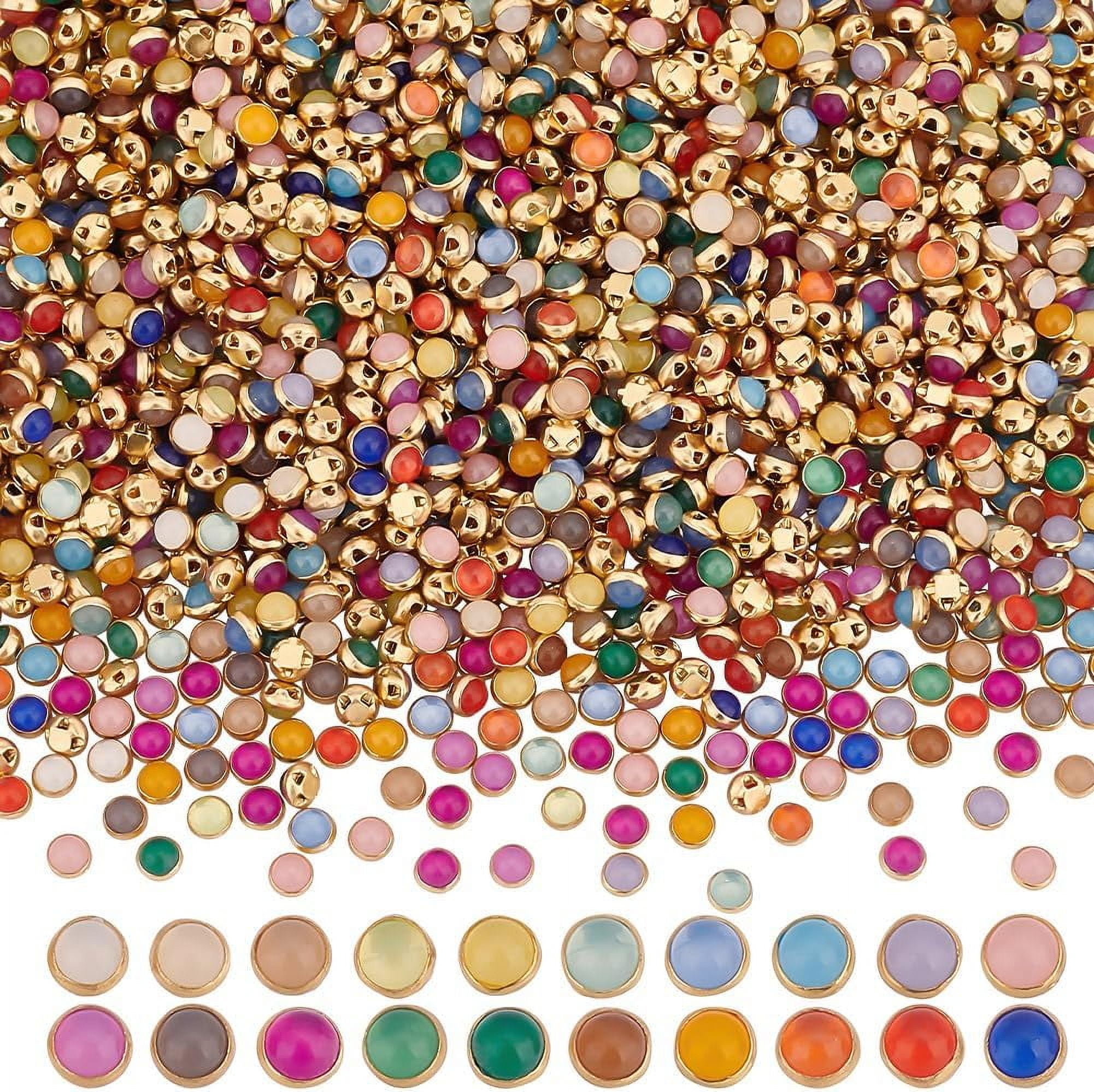 200 Pcs 20 Colors Mini Round Brass Buttons 4.5mm 2 Hole Plastic Clear ...